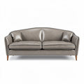 Leather sofa with two cushions in grey color dimensions 180 x 80 x 75cm