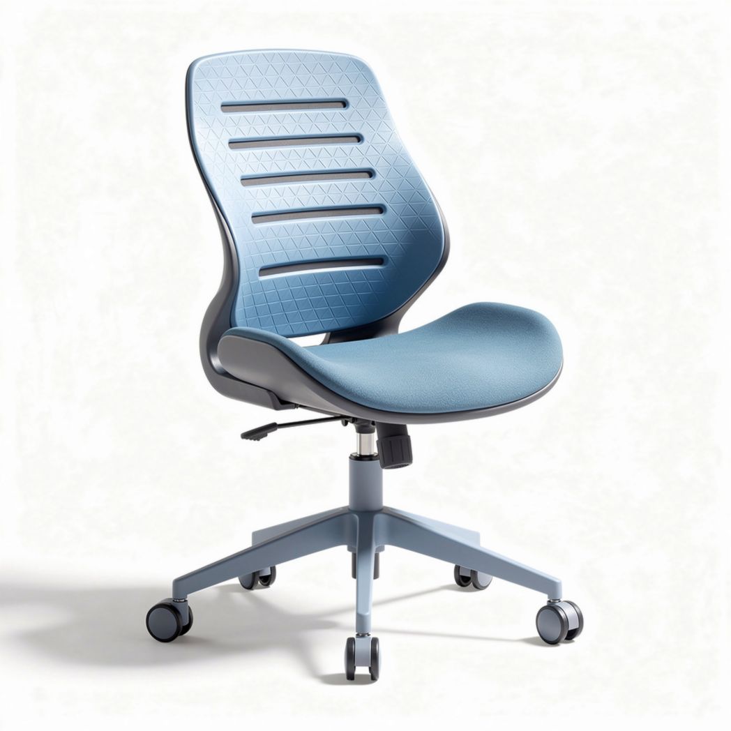 Blue ergonomic office chair with adjustable height and swivel base 45 x 45 x 90cm