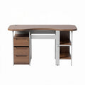 Wooden desk with drawers and shelves in walnut finish 120 x 60 x 75cm