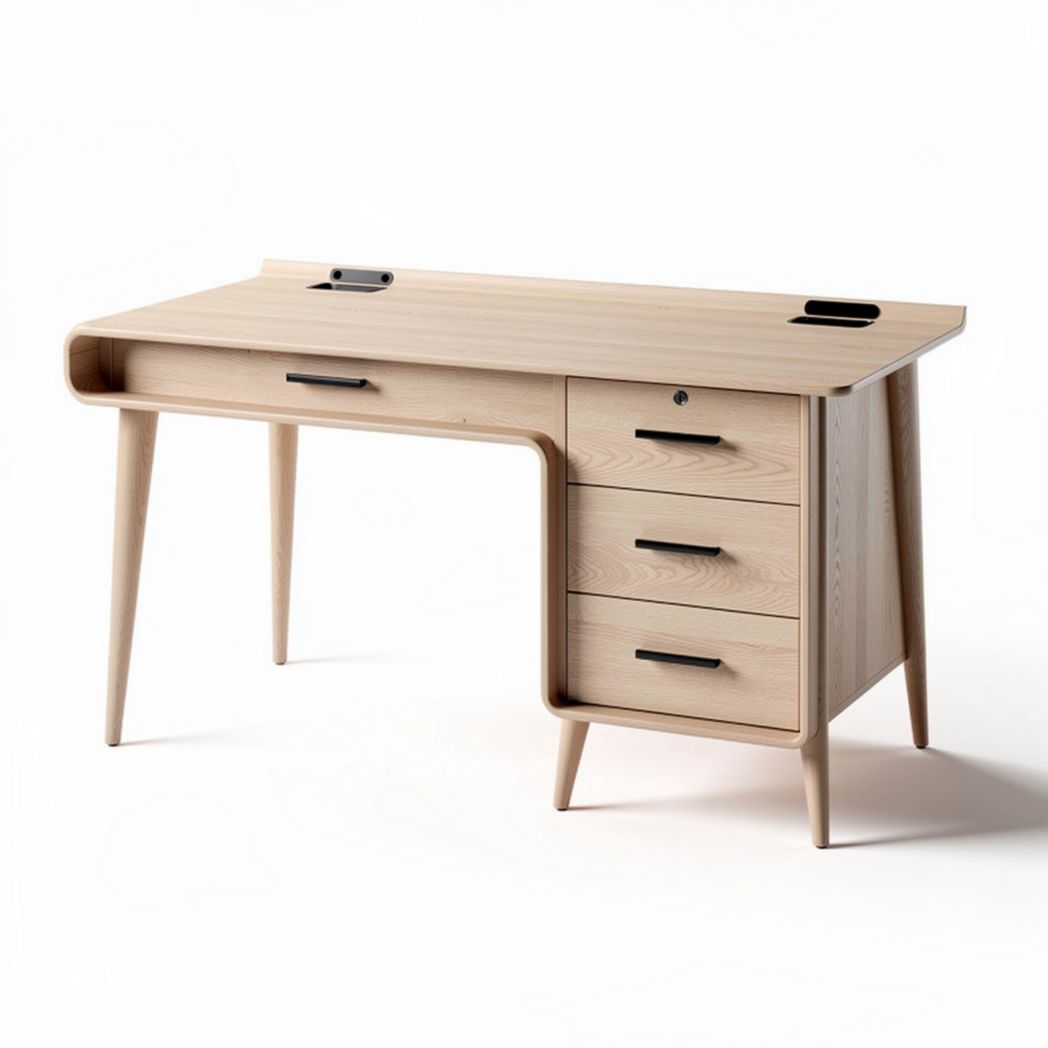 Wooden writing desk with three drawers and cable management design 120 x 60 x 75cm