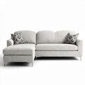 L-shaped sectional sofa with removable cushions in light gray fabric 200 x 90 x 85cm