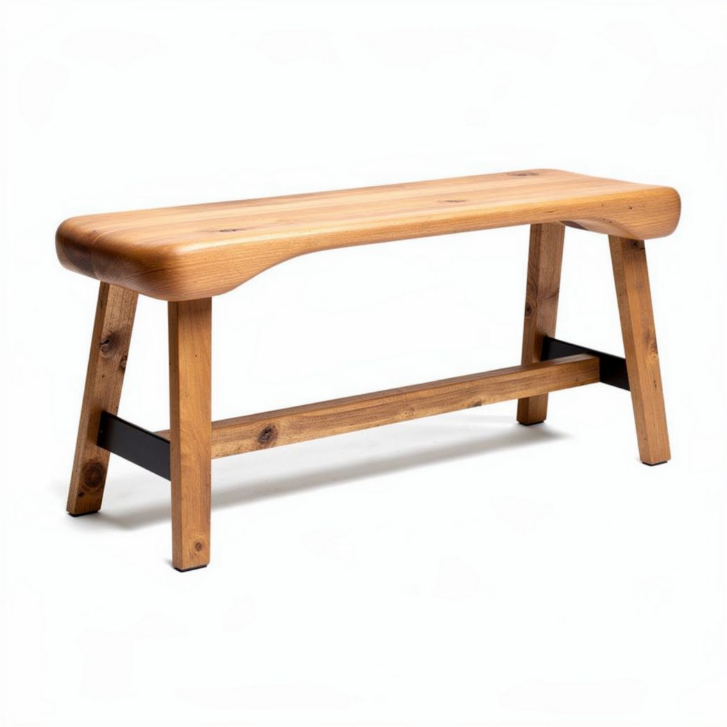 Wooden bench with metal legs suitable for indoor or outdoor use 120 x 30 x 45cm