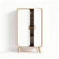 Modern wooden cabinet with white doors and natural finish 80 x 40 x 120cm