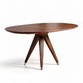 Oval dining table with walnut veneer finish and tapered wooden legs 150 x 90 x 75cm
